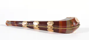 Biedermeijer pijpje van agaat met 14 kt. geelgouden appliques kopen? Bied vanaf 130!