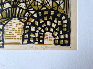 Gras Heyen - Grote jaren 50 handgekleurde Linosnede 'le Messager' - potloodgesigneerd kopen? Bied vanaf 35!