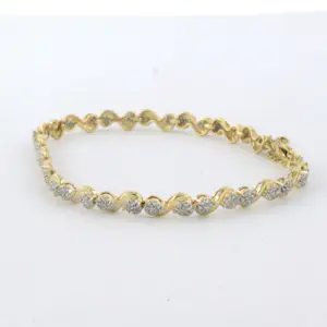 18k bicolour gouden armband met single cut geslepen diamant 1.20ct - 17cm kopen? Bied vanaf 1250!