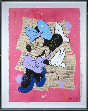 Don Ken - Acryl op collage van partituren, Minnie Mouse - Ingelijst kopen? Bied vanaf 1!