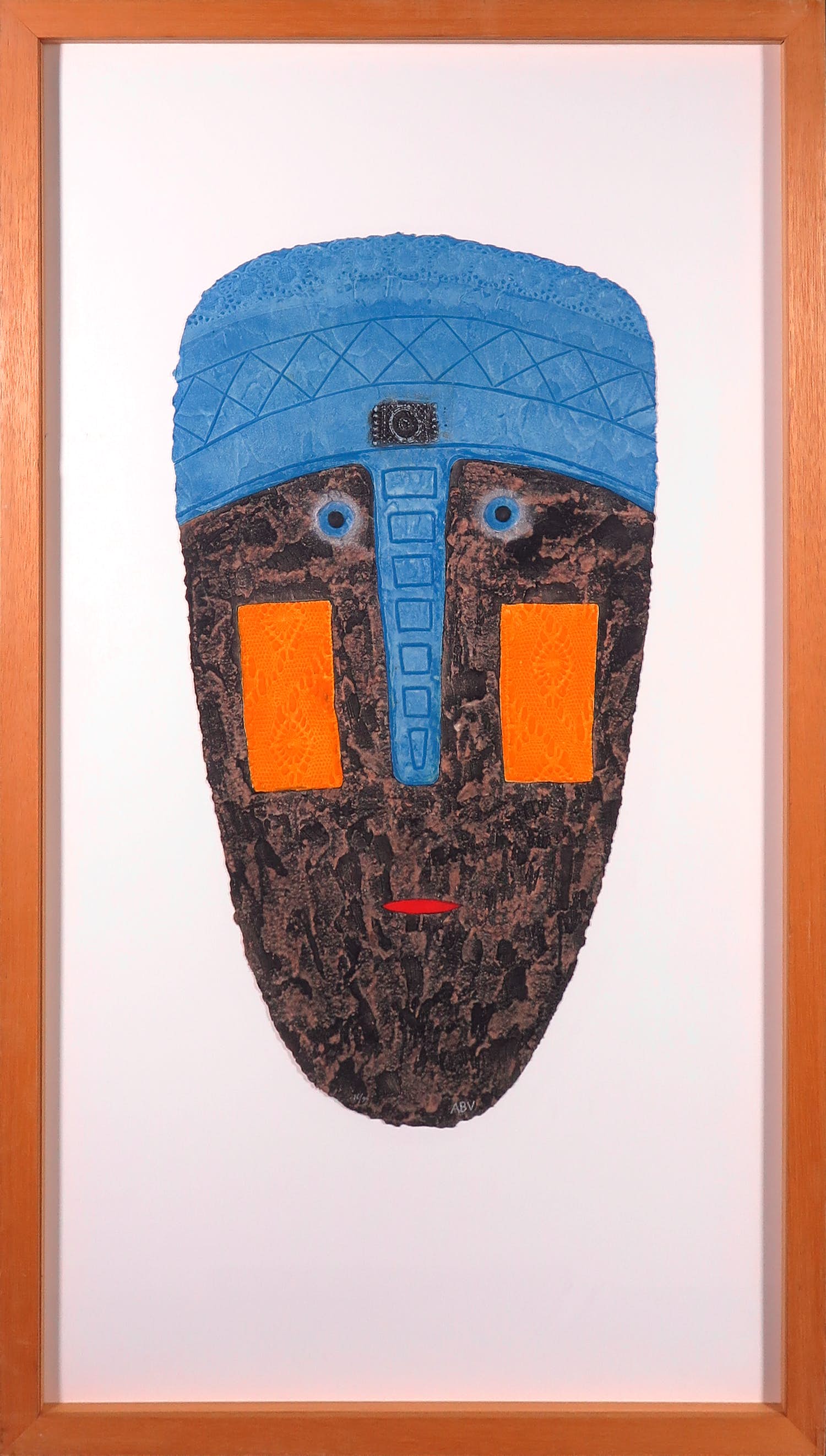 Alain Berck Vitz - Carborundum op geschept papier, Blue man - Ingelijst verkocht voor € 50!