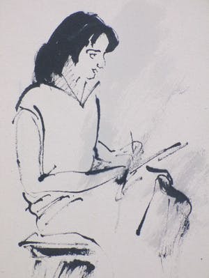 Lili Pieter van Leer - Vrouw in de Tekenklas - Penseel/inkttekening kopen? Bied vanaf 1!