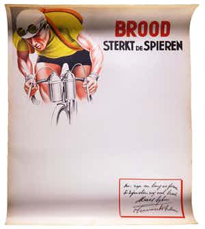 Niet of onleesbaar gesigneerd - Affiche, Brood sterkt de spieren verkocht voor € 1!
