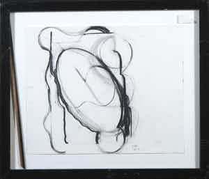 Pim Voorneman - Krijttekening, T2910 - Ingelijst verkocht voor € 35!