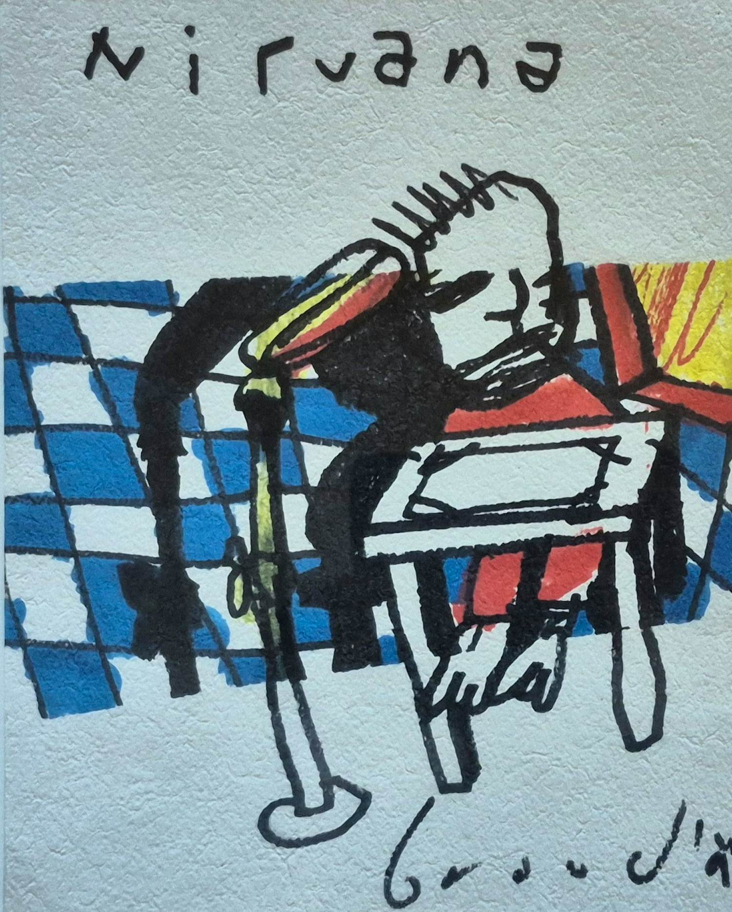 Herman Brood - stift tekening - Nirvana, gesigneerd r.o. - 1994 verkocht voor € 625!