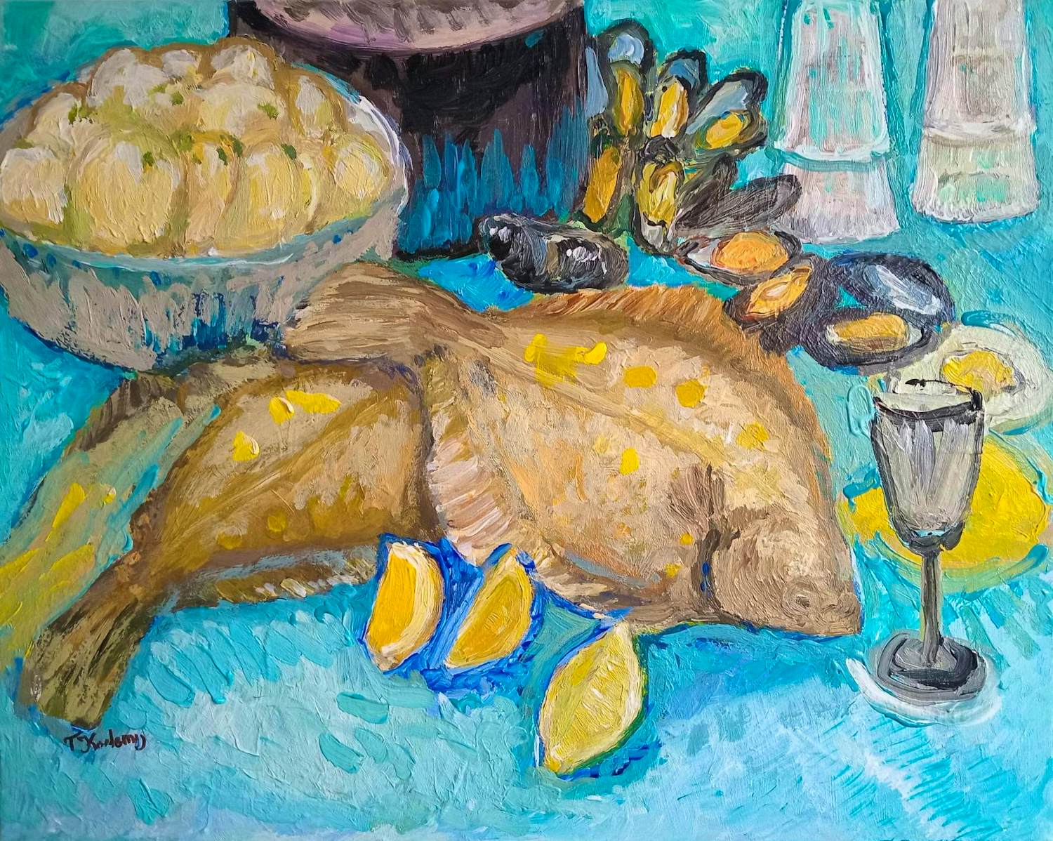 Tanja Koelemij - serie stillevens schol verkocht voor € 65!