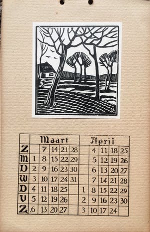 Han Krug - Jaarkalender 1943 met houtsneden - Wieringen kopen? Bied vanaf 50!