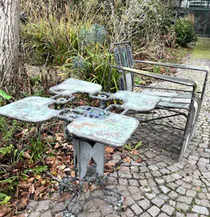 Cor de Ree - Tafel en feutuille van staal, glas-en-lood en koper kopen? Bied vanaf 800!