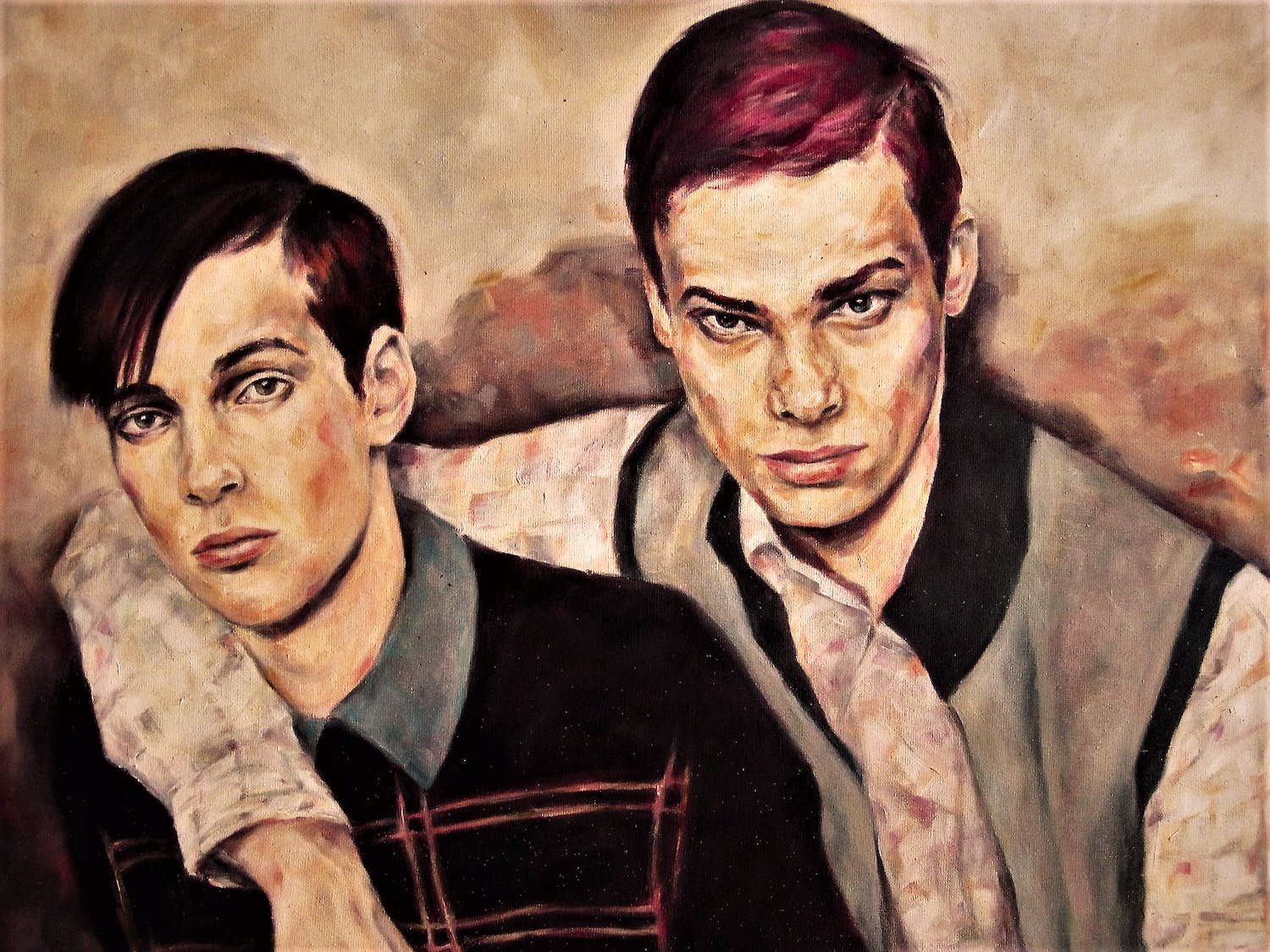 Niet of onleesbaar gesigneerd - Groot Duits? expressionistisch schilderij "jonge mannen" gesigneerd kopen? Bied vanaf 1!