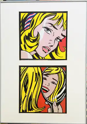 Roy Lichtenstein - Girl with hair ribbon en Girl in the mirror verkauft für € 75!