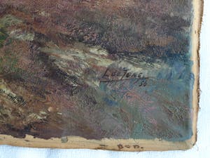 Lambertus de Jong - Olieverfverf op doek , Landschap met heide – 1956 – spieraam 60 x 80 cm. kopen? Bied vanaf 1!