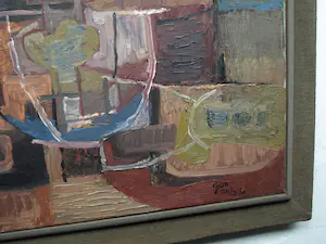 Kor Heemsbergen - Olieverf op doek, Abstracte voorstelling - 1960 - Ingelijst kopen? Bied vanaf 150!