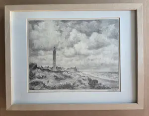 Ad Blok van der Velden - Strand. Vuurtoren Texel. Prachtige lucht.. kopen? Bied vanaf 149!