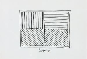 Sol LeWitt - Handgesigneerde geometrische pentekening - Ingelijst kopen? Bied vanaf 1!
