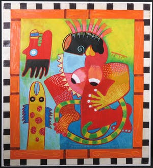 Clemens Briels - Gemengde techniek op papier (bevestigd op doek), La emperatriz de la mar (Groot) kopen? Bied vanaf 250!