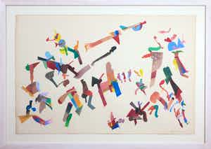 Henri Plaat - Gouache, Zonder titel - Ingelijst (Groot) verkocht voor € 200!