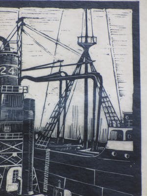 Antonius Hubertus Nordberg - Graanelevator in de haven - Houtsnede kopen? Bied vanaf 30!