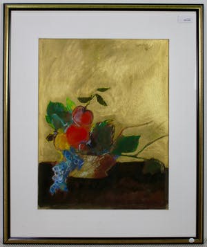 Jan Peter van Opheusden - Gemengde techniek: Stilleven met vruchtenmand (nette lijst!) kopen? Bied vanaf 125!