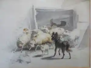 Henriette Ronner-Knip - (1821-1909) Schapen en Honden in Deuropening Schaapskooi verkauft für € 215!