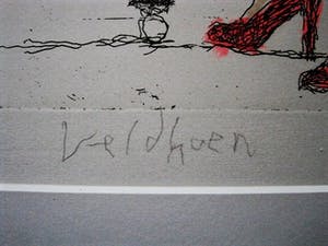 Aat Veldhoen - Bijzondere met Aquarel ingekleurde Ets "Vrouw achter piano" gesigneerd kopen? Bied vanaf 61!