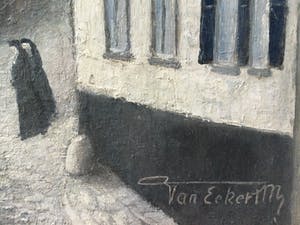 Niet of onleesbaar gesigneerd - Kerkgang | fraai geschilderd tafereel kopen? Bied vanaf 1!