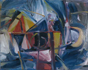 Karel Puhl - Olieverf op board, Abstracte compositie kopen? Bied vanaf 1!
