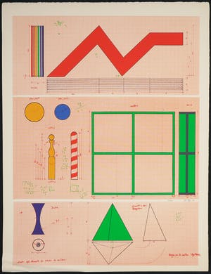Lucio del Pezzo - Zeefdruk, Disegni per la scultura Sagittarius kopen? Bied vanaf 40!