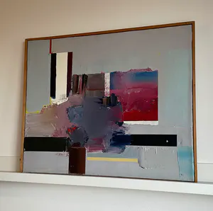 Herman van Tongeren - Olieverf op doek, Compositie in blauw- en roodtinten - Ingelijst kopen? Bied vanaf 150!