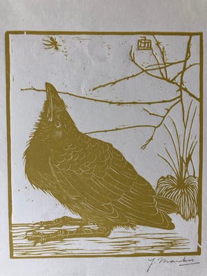 Jan Mankes - Houtsnede kleine kraai kijkend naar mugje - Gesigneerd - 1918 kopen? Bied vanaf 395!