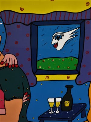 Franz Bodner - GROTE gelimiteerde oplage Zeefdruk "Happy Couple" gsigneerd - Prachtig ingelijst kopen? Bied vanaf 10!