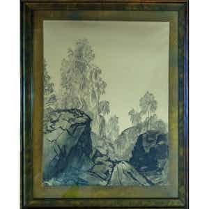 Wilhelmina van Oranje-Nassau - Litho landschap verkocht voor € 40!