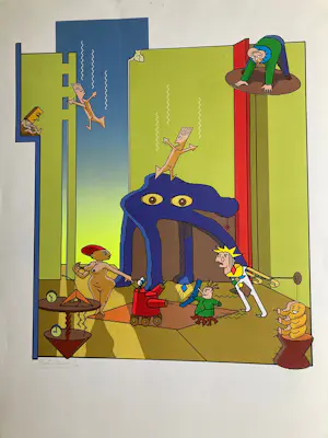 René van Asselt - Zeefdruk , Surrealistische voorstelling - 91 x 64 cm kopen? Bied vanaf 70!