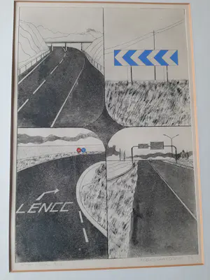 Gerard van Kerkhof - Ets, Auto-Route kopen? Bied vanaf 40!