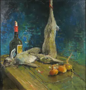 Leon Lommaert - Olieverf op doek, Jachtstilleven - Ingelijst kopen? Bied vanaf 100!