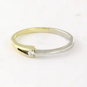 14k bicolour gouden ring met briljant geslepen diamant tot. 0.03ct – F/G- VS/SI kopen? Bied vanaf 170!