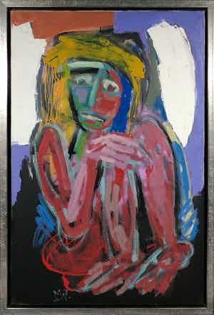 Martin van Wordragen - Olieverf op doek, Rustende krijger - Ingelijst (Groot) verkocht voor € 350!