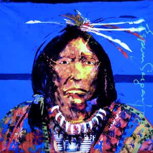Espen Hagen - Mohawk Indian - Handgesigneerde Giclee op linnen (90x90 cm.) verkocht voor € 95!