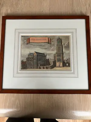 Pieter Devel - handingekleurd en uniek: Domkerk en Domtoren te Utrecht ca. 1730 kopen? Bied vanaf 229!