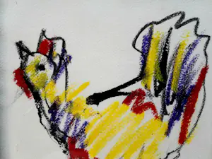 Anton Heyboer - Kip - Krijttekening - 1995 - 35 x 26 cm - ingelijst kopen? Bied vanaf 150!