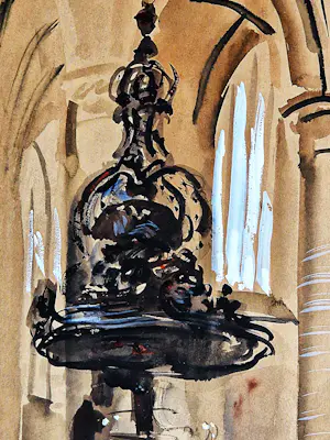 Otto Dicke - 1945 "bevrijdings" aquarel "rood wit blauwe preekstoel Grote Kerk Dordrecht" kopen? Bied vanaf 82!