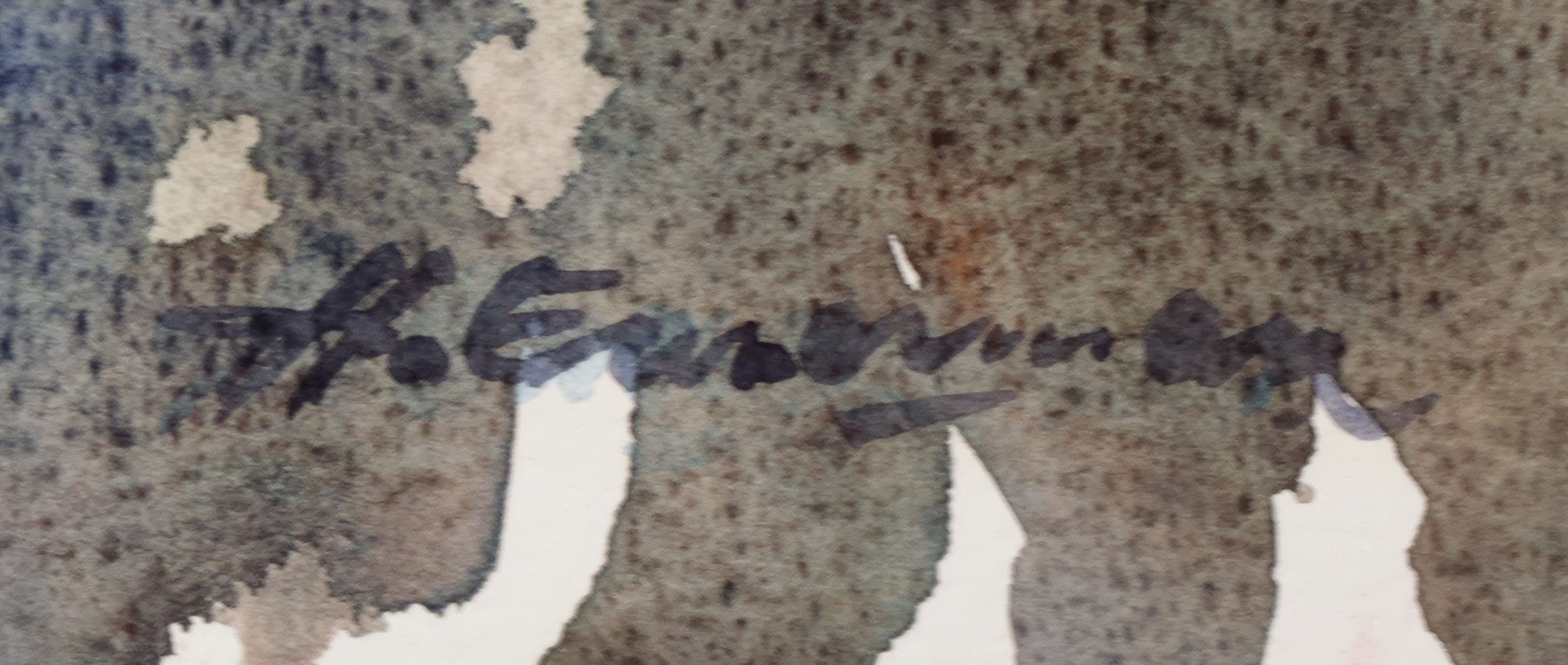 Hen Euverman - Aquarel, Landschap met bergen en water kopen? Bied vanaf 1!