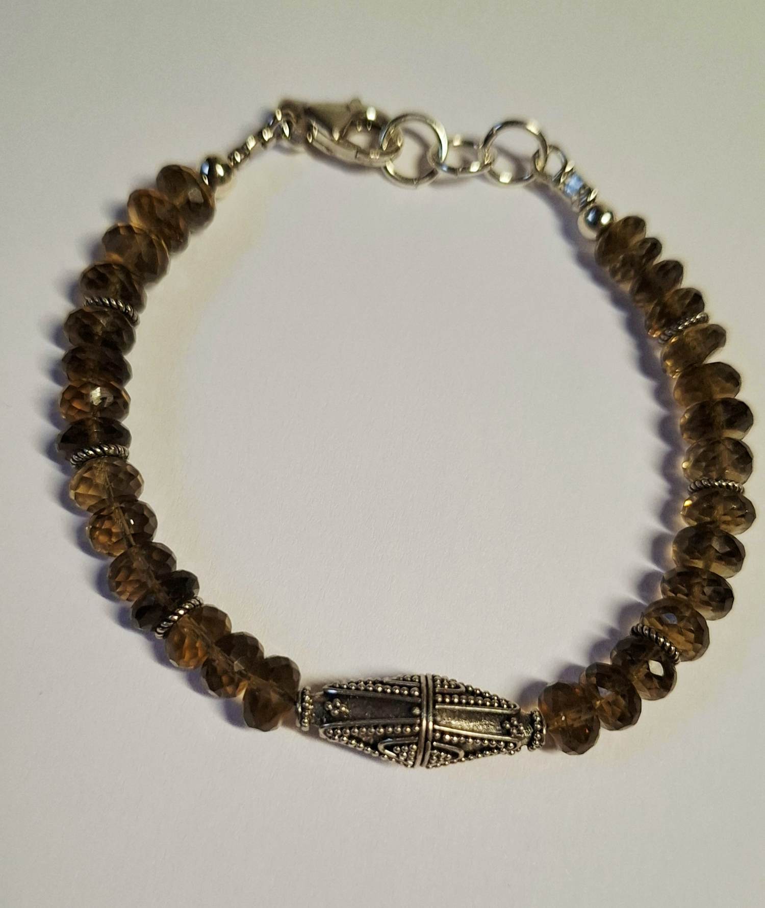 Nieuwe zilveren Armband met facet geslepen rookkwarts kopen? Bied vanaf 75!