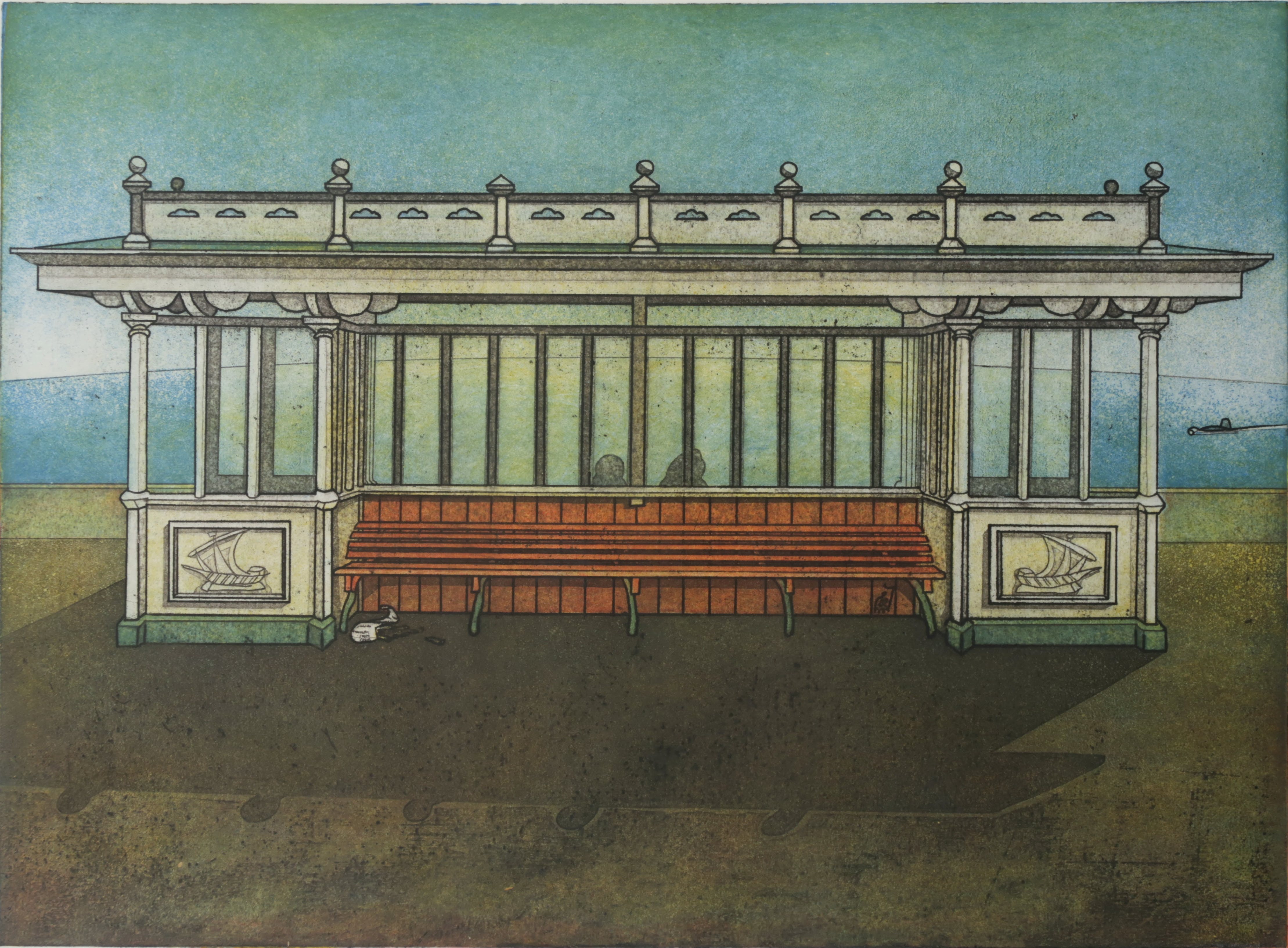 Rob Clous - Kleurenets en aquatint - Uitzicht op zee - Ingelijst kopen? Bied vanaf 40!