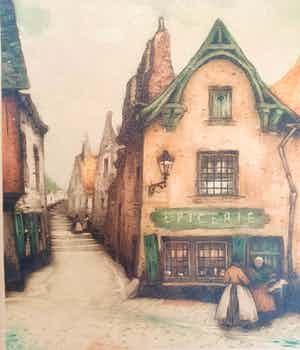 Jef Codron - Epicerie à Bruxelles (groot formaat in luxe lijst) verkocht voor € 1!