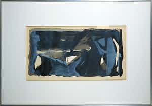 Bram van Velde - Litho, Compositie met blauw - Ingelijst verkocht voor € 380!