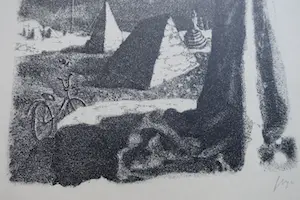 Ko Prange - LANDSCHAP MET FIETS EN PYRAMIDE kopen? Bied vanaf 35!