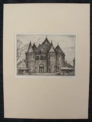 Jan Poortenaar - Ets: kasteel - 1945 kopen? Bied vanaf 49!