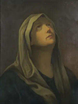 Louis de Breet - Olieverf op paneel, Maagd Maria - Ingelijst kopen? Bied vanaf 100!