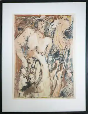 Willem Janssen - Aquarel op papier, Vrouw met vogel - Ingelijst (Groot) kopen? Bied vanaf 50!