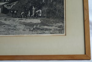 Ber Mengels - Ingelijste ets, Mediterraan mijnlandschap - 1963 kopen? Bied vanaf 35!